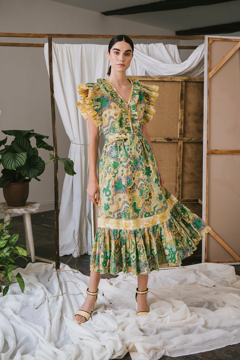 white christmas dresses Sun Flower Dress green – CELIA B