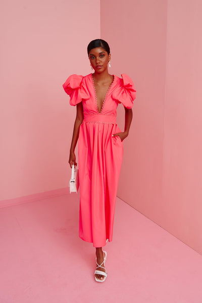 Sheath/Column V-neck Sweep Train Neon Pink Prom Dress, Size 6, NWT | eBay