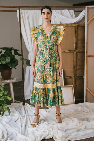 Sun Flower Dress green - CELIA B